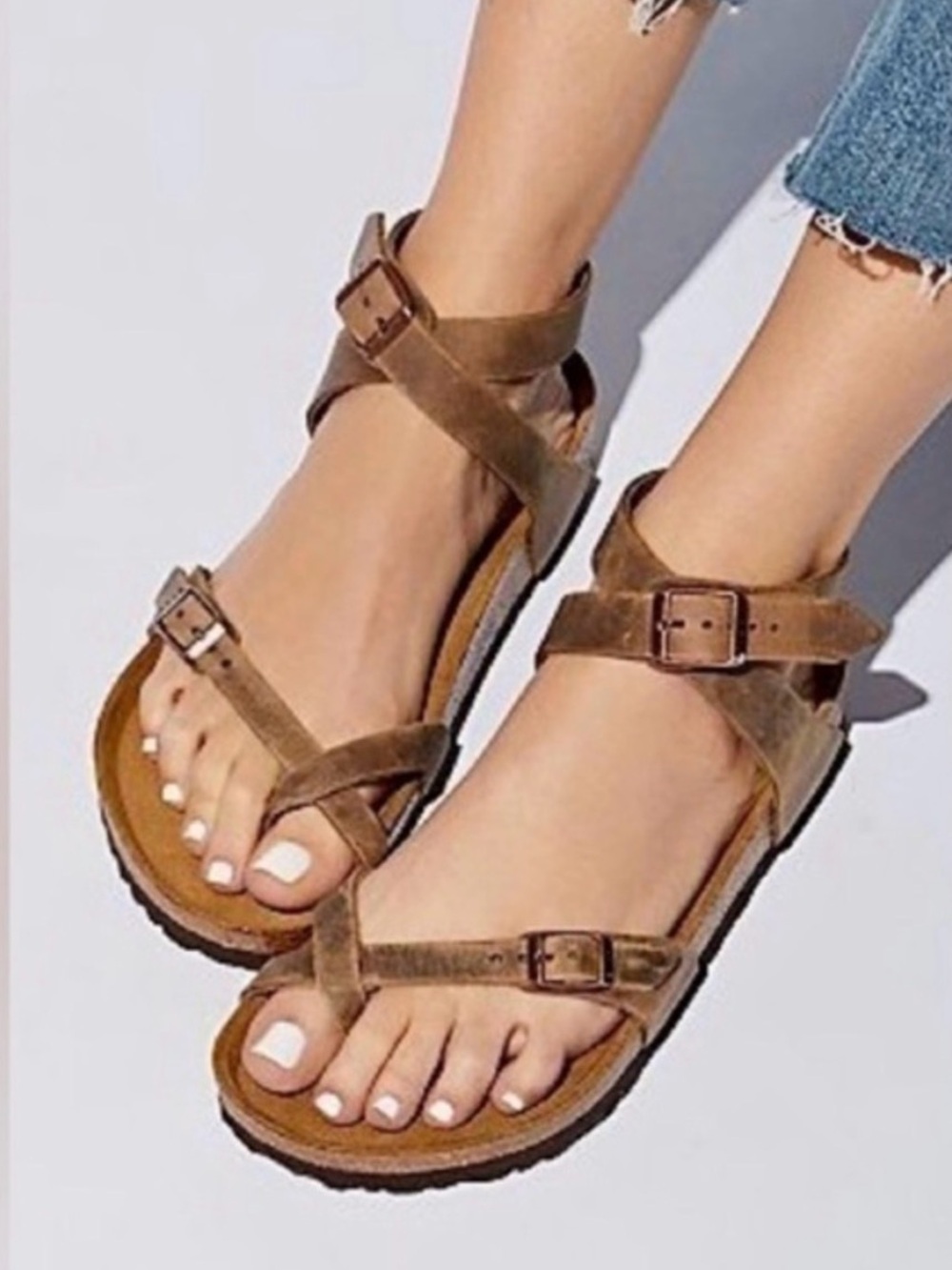 Birkenstock Yara Ankle Wrap Oiled Leather Mocha Brown Sandal Size 37 (7 W) - Picture 6 of 10